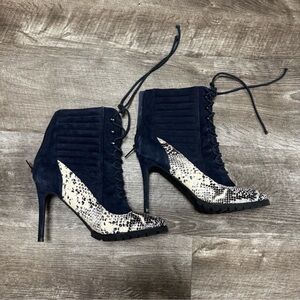 June by June Ambrose Snakeprint Heeled Boots Size 11